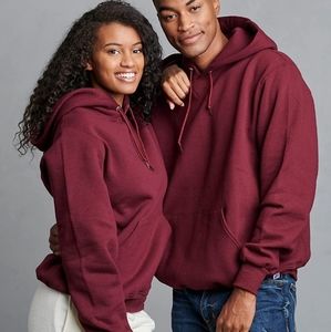 🌼Unisex Maroon Dri-Power Fleece Hoodies Cotton Blend Relaxed Fit